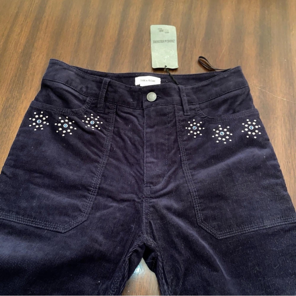 Zadig and Voltaire Navy Pista Corduroy Studs Bootcut Flares NWT 36 or 4